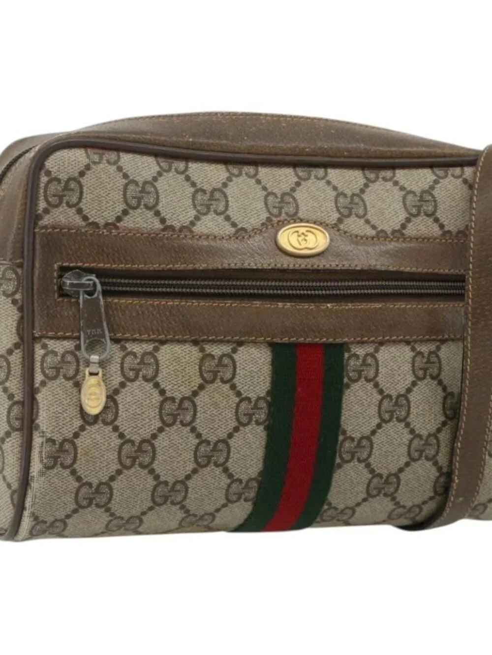 Share GUCCI GG Supreme Web Sherry Line Bag PVC Beige Gold 904 02 004 Auth